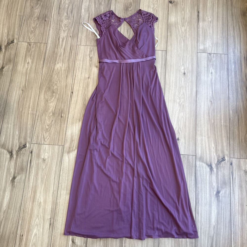 david's bridal eggplant bridesmaid dress | Dresses | Davids Bridal Long Maxi Size 6 Chianti Mauve Lace Cap Formal Hall of Fame Marine